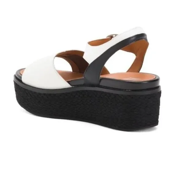 FITFLOP NWB Sz 8 White Black Leather Platform Espadrille Sandals - Picture 4 of 8